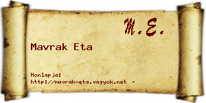 Mavrak Eta névjegykártya